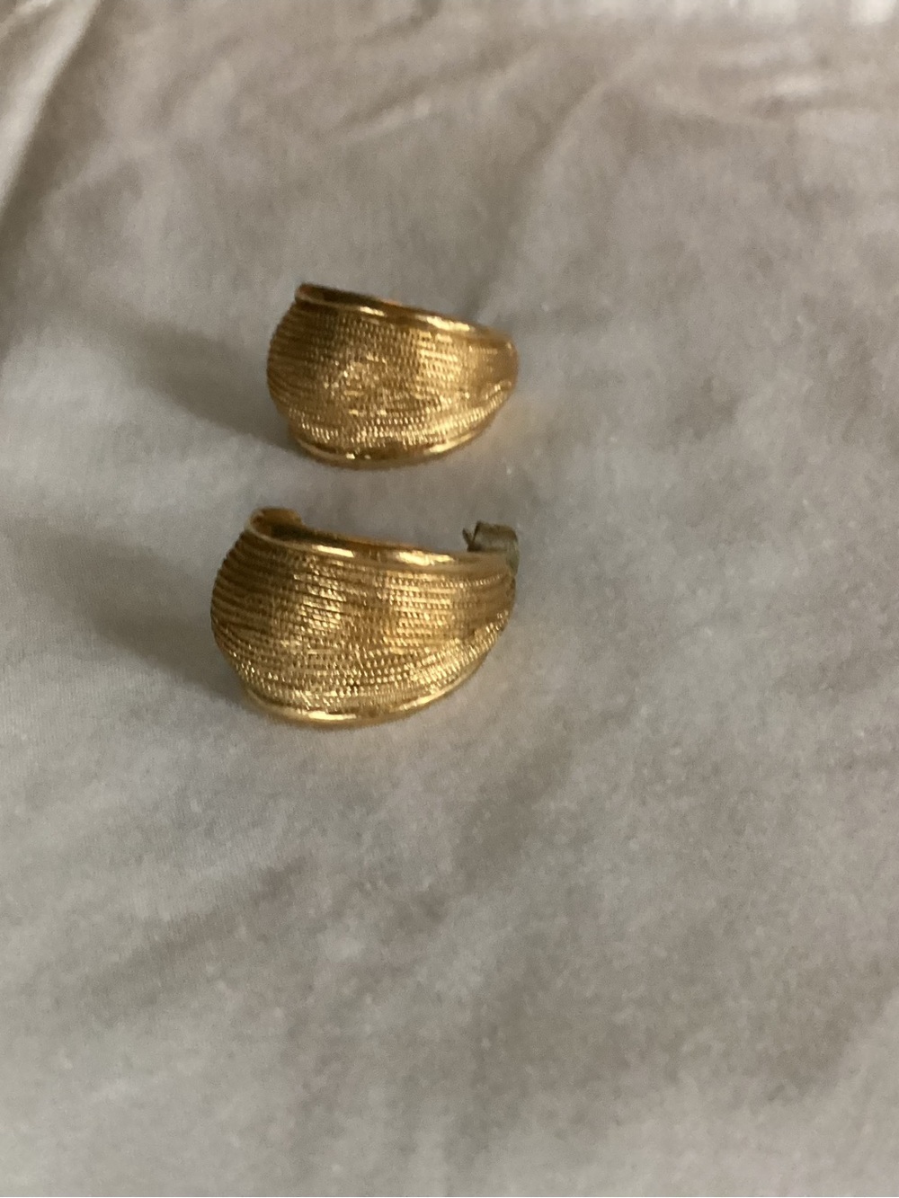 Gold Textured Clip Hoop Earrings - Women Jewelry